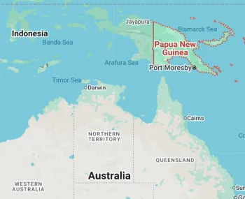 Papua New Guinea, where the Bohart Museum entomologists collected moths. (Wikipedia map)
