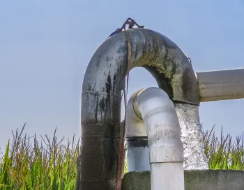 Well pumps into an irrigation system