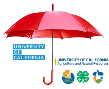 Umbrella over UC logo and other UCANR logos