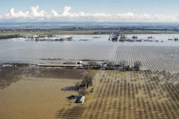 Feather River in 1997 was completely submerged in water and flooded.