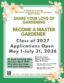 Applications for Fresno County Master Gardeners open May 1, 2026