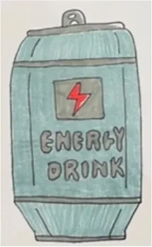 Hand drawn energy drink can.