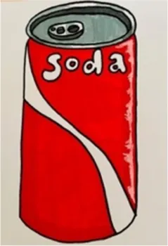 Hand drawn red soda can.