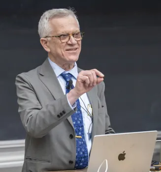 UC Davis Distinguished Professor Walter Leal leading the discuss at the virtual visit of Nobel laureate Charles Rice