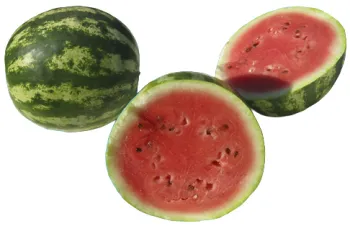 Green striped watermelon with red flesh
