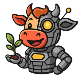 Illustration of a cow that's half robot