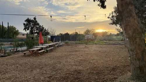 The sun sets at Sandalwood Farm and Sanctuary in Rialto