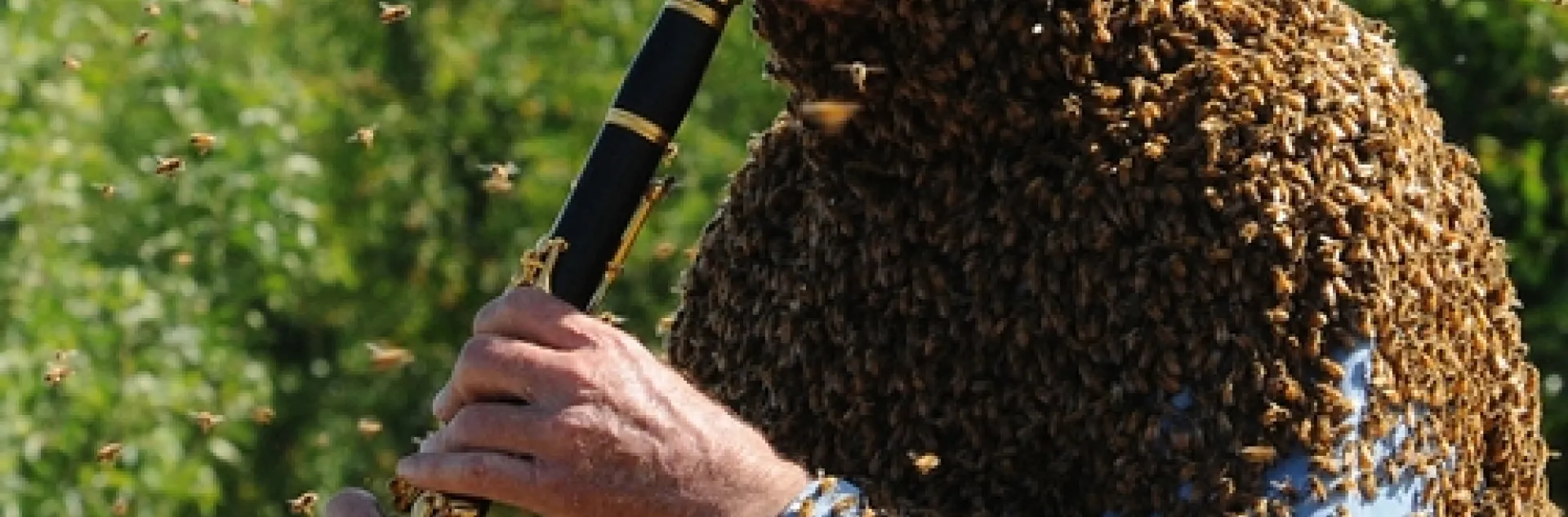 NORMAN GARY combines two occupations: bees and music. (Photo by Kathy Keatley Garvey)