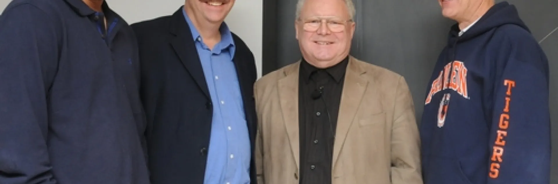 World-renowned organic chemist Wittko Francke (second from right) met with UC Davis researchers following his presentation on Wednesday at a UC Davis Department of Entomology seminar. From left are chemical ecologist Zain Syed of the Walter Leal lab; chemical ecologist and forest entomologist Steve Seybold of the USDA Forest Service, Pacific Southwest Research Station, Davis, and an affiliate of the UC Davis Department of Entomology; Wittko Francke; and chemical ecologist Walter Leal, professor and former c