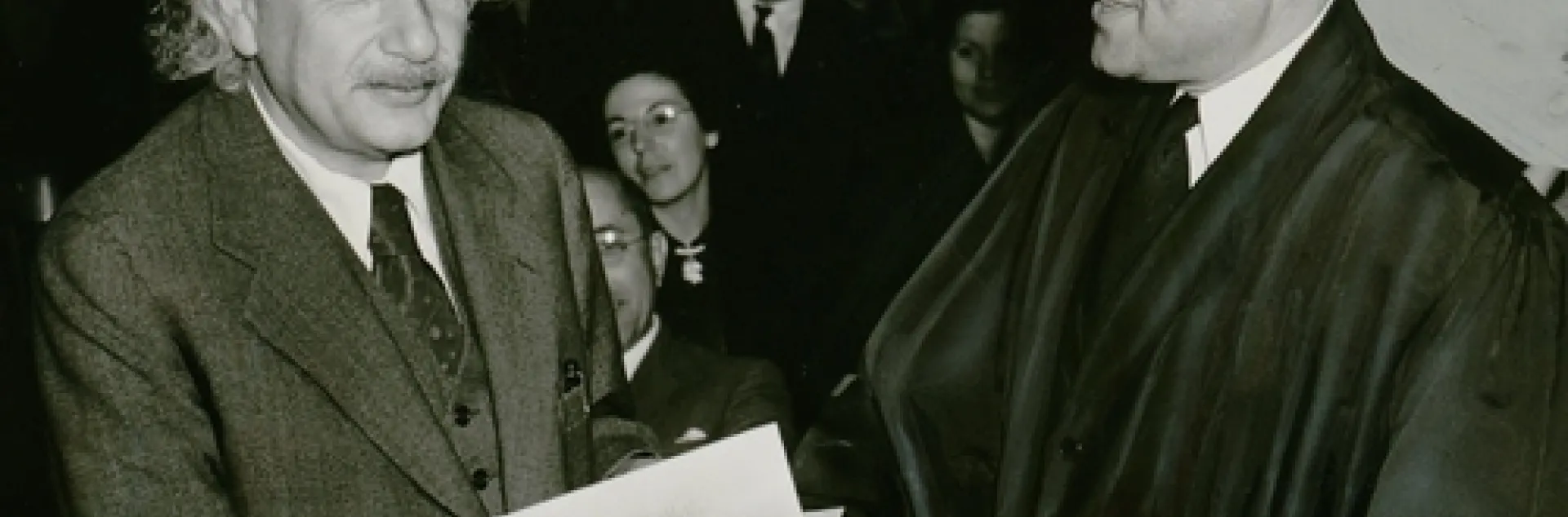 GERMAN-BORN physicist Albert Einstein (left), shown here accepting American citizenship in 1940, never said “If the bee disappears from the surface of the earth, man would have not more than four years to live," his biographers say. At right is Judge Phillip Forman. (Photo Courtesy of Wikipedia Commons)
