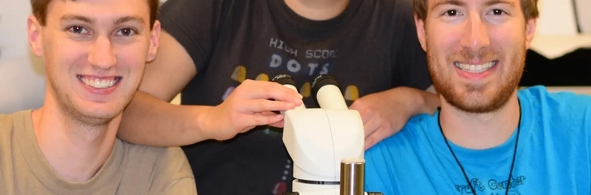 They did it! From left are Andrew Richards, Ivana Li and Matan Shelomi. (Photo by Kathy Keatley Garvey)