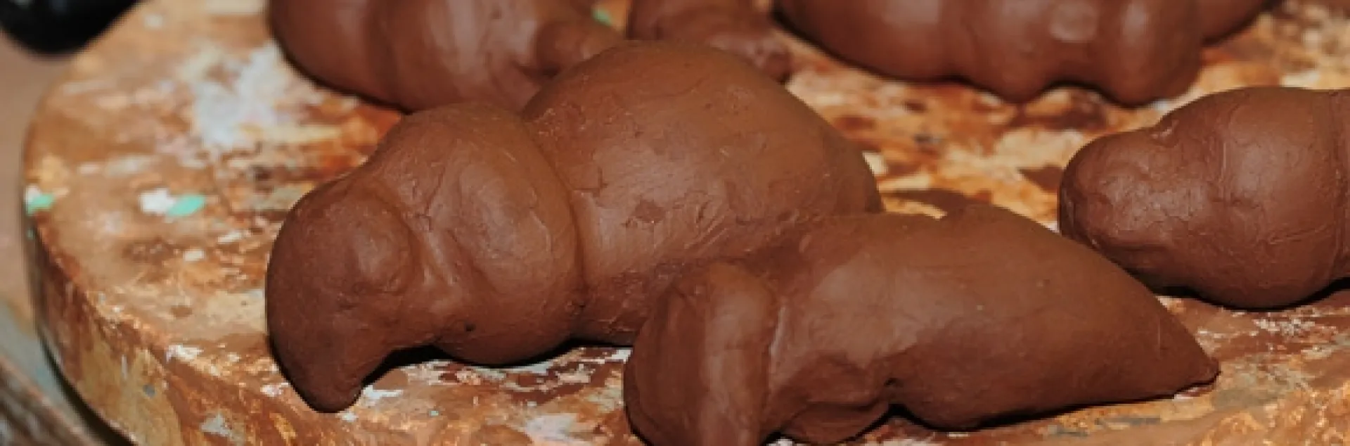 The Miss Bee Haven Project starts with a lump of clay. (Photo by Kathy Keatley Garvey)