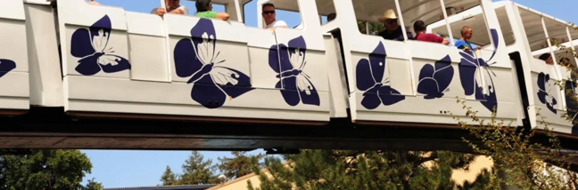 California dogface butterfly is illustrated on the California State Fair monorail. (Photo by Kathy Keatley Garvey)