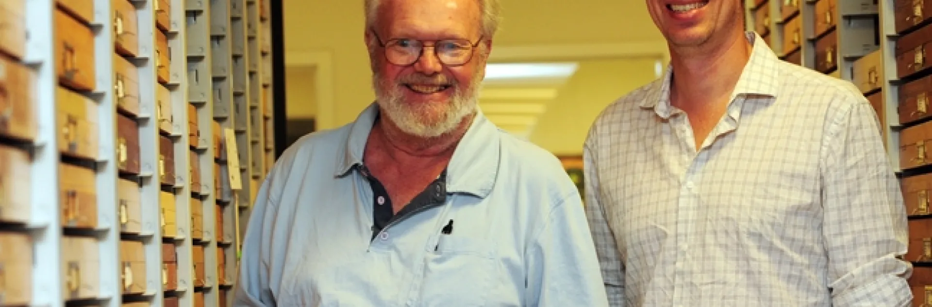 Robbin Thorp (left) of UC Davis and John Ascher of the National University of Singapore are two of The Bee Course instructors. (Photo by Kathy Keatley Garvey)