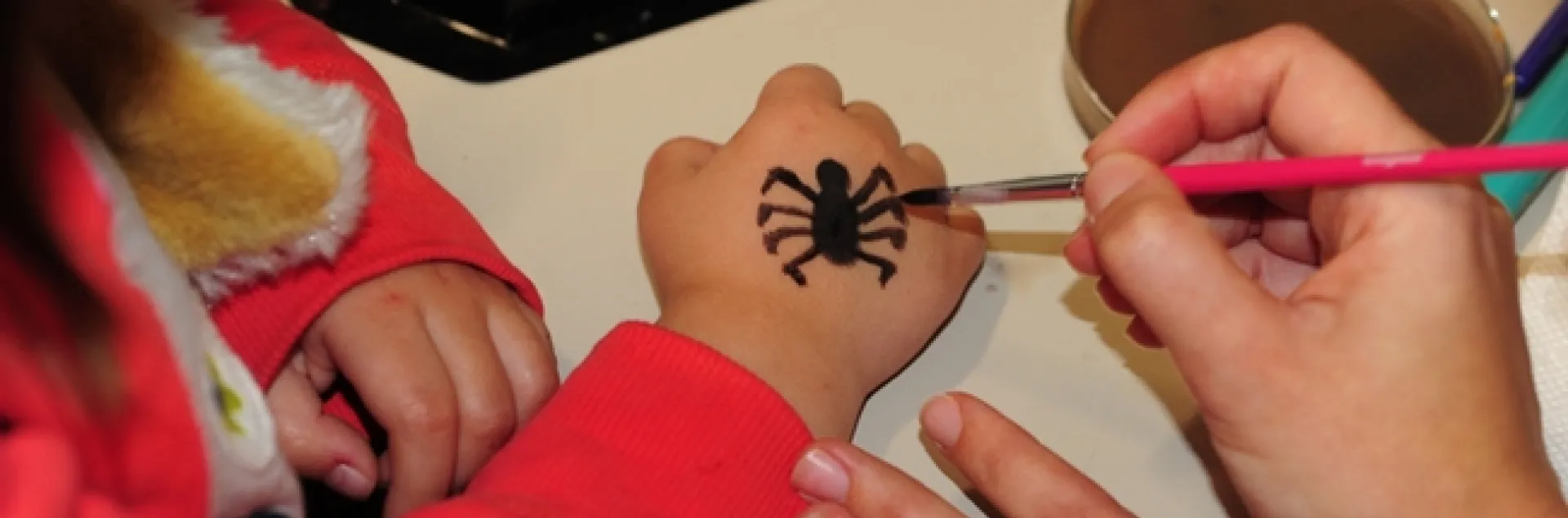 The beginning of a black widow spider tattoo, compliments of entomology Jessica Gillung of the Bohart. (Photo by Kathy Keatley Garvey)