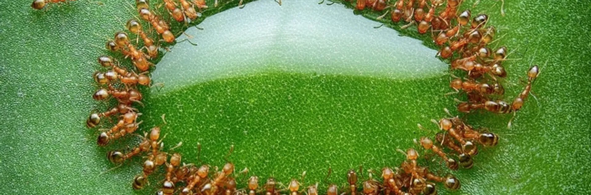 Ants feeding on a drop of honeydew, Photo by: Husni Che Ngah