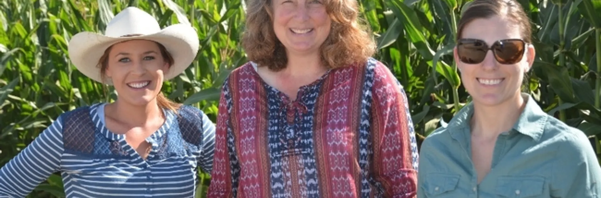 Soil Health Baseline Monitoring Team. Left to right: Wendy Krehbiel, Megan Schroeder (USDA-NRCS), and Betsy Karle (UCCE Glenn County).