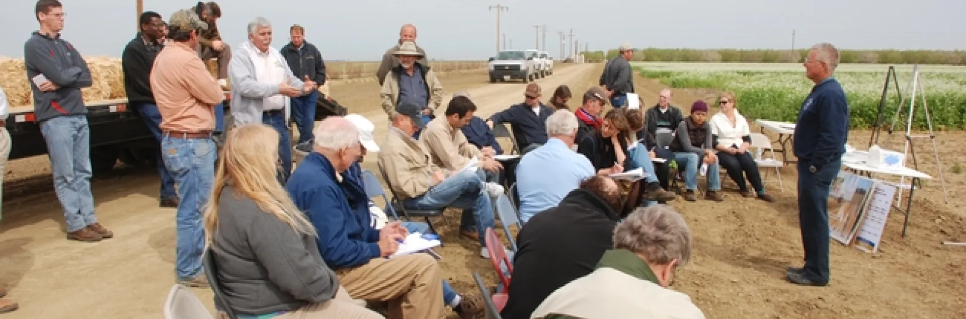 Farmers gather for training at a previous conservation agriculture field day. A half-day workshop titled 'Benefits of Soil Management for Farming Systems" will be held June 6, 2017, at the UC West Side Research and Extension Center in Five Points.
