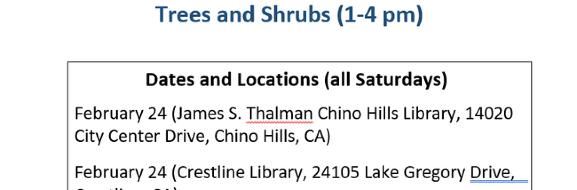 Fruit Trees - Chino Hills-Crestline