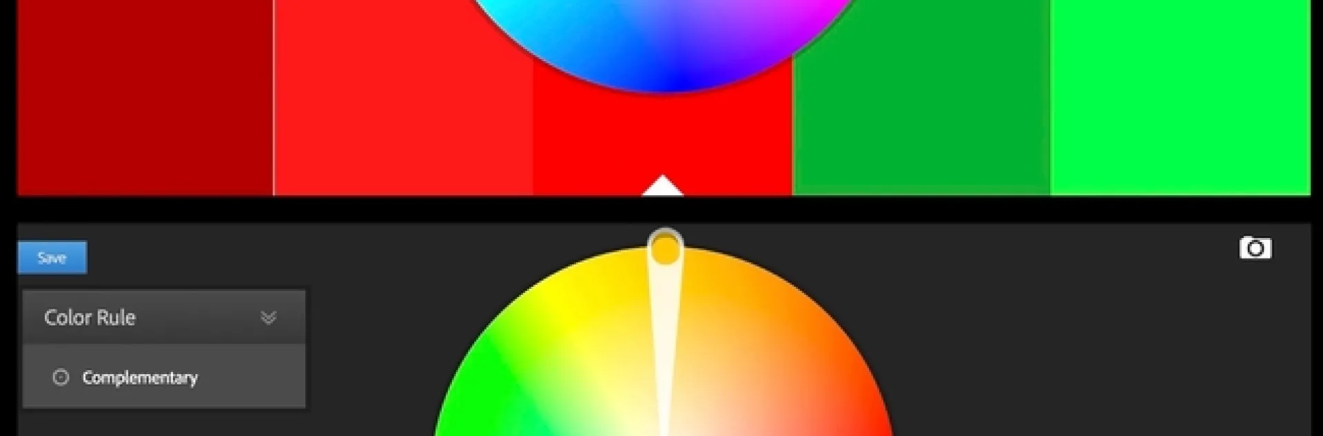 Complementary colors on the color wheel