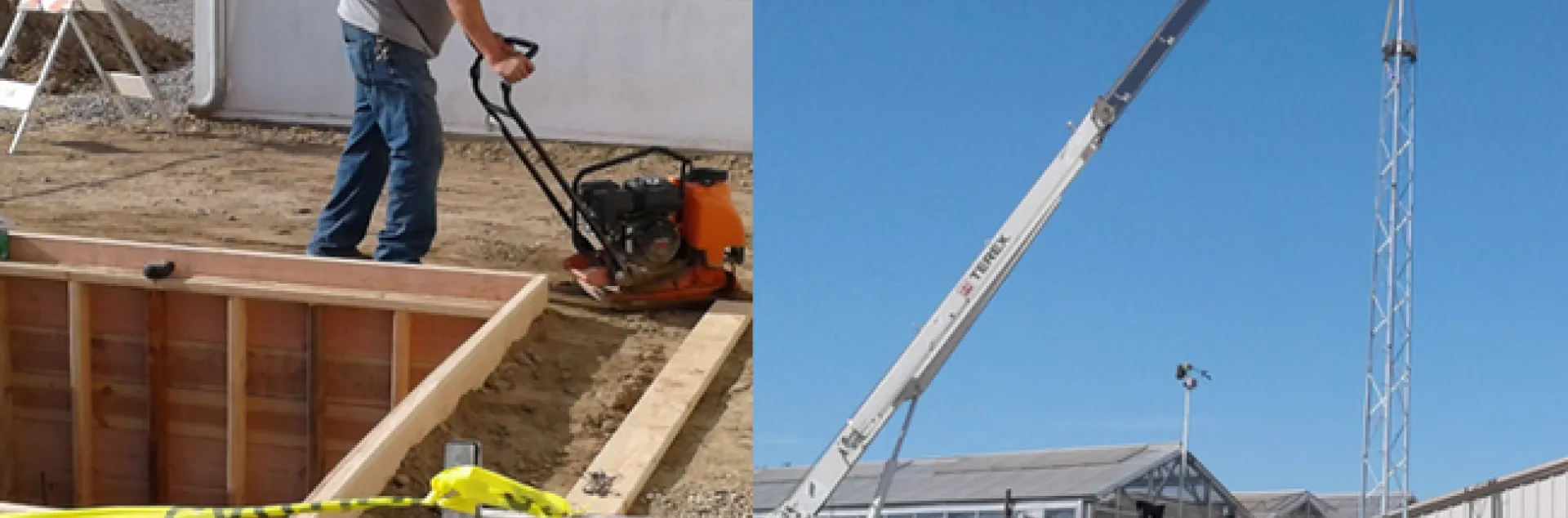 Skilled Kearney personnel prepare the foundation then maneuver the tower into place.