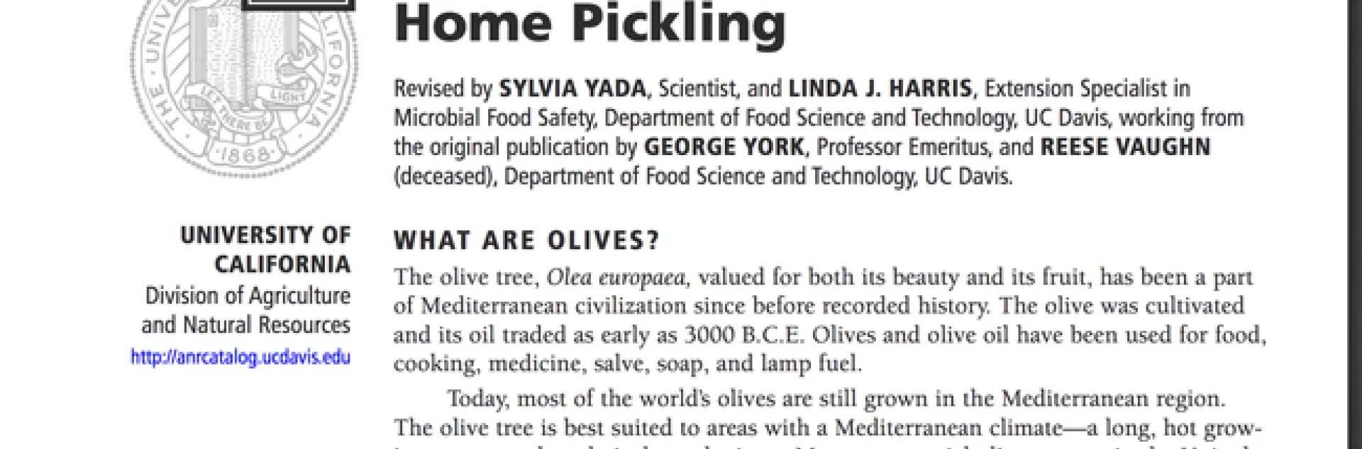 ANR Pub 8267 Olives, Safe Methods