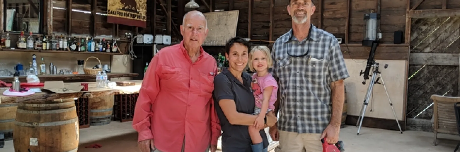 Governor Brown, Dani, Cora, and Franz take time out for a photo. Missing is Allan Fulton