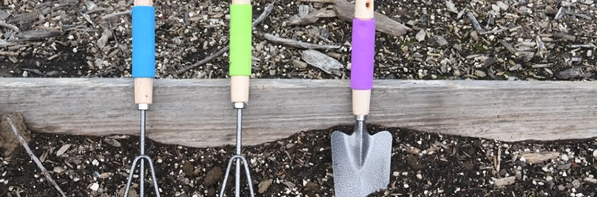 Gardening tools for youngsters at the UC Davis Häagen-Dazs Honey Bee Haven, located on Bee Biology Road, west of the central campus. A Junior Bee Gardeners' Day is set from 9 a.m. to 10:30 a.m. on Saturday, March 30. (Photo by Kathy Keatley Garvey)