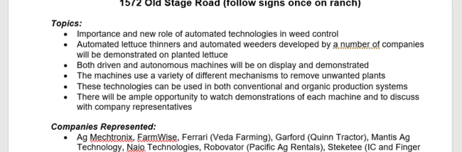 Thinning and Weed Field Day