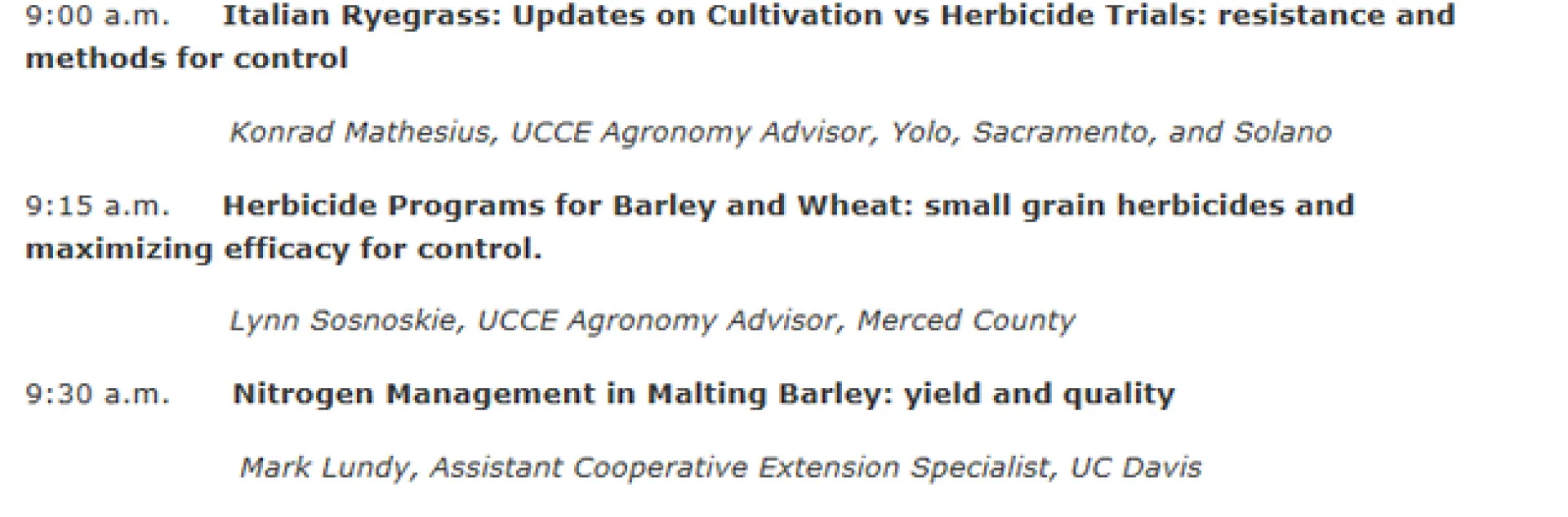 South Sacramento Valley Wheat and Barley Demonstration Day