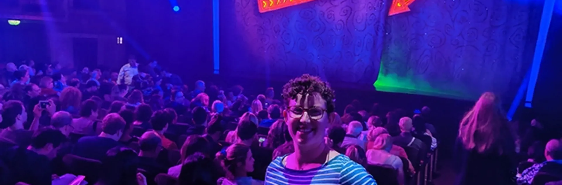 Entomologist Emily Bick at the musical stage show, "Beetlejuice." Her review appears in Entomology Today.