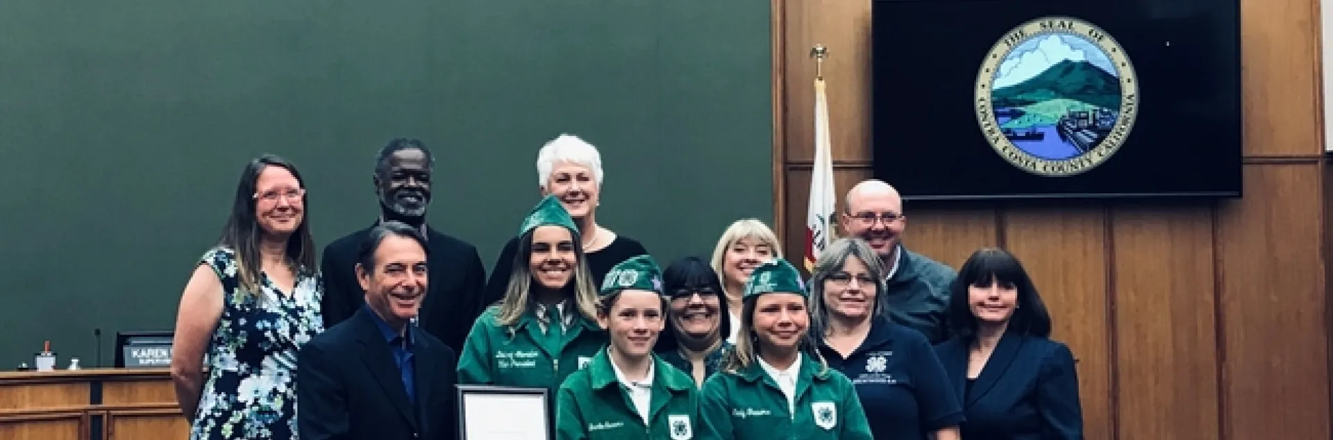 Brentwood 4-H Receiving Proclamation in BOS Chambers (Photo courtesy of Rob Bennaton)