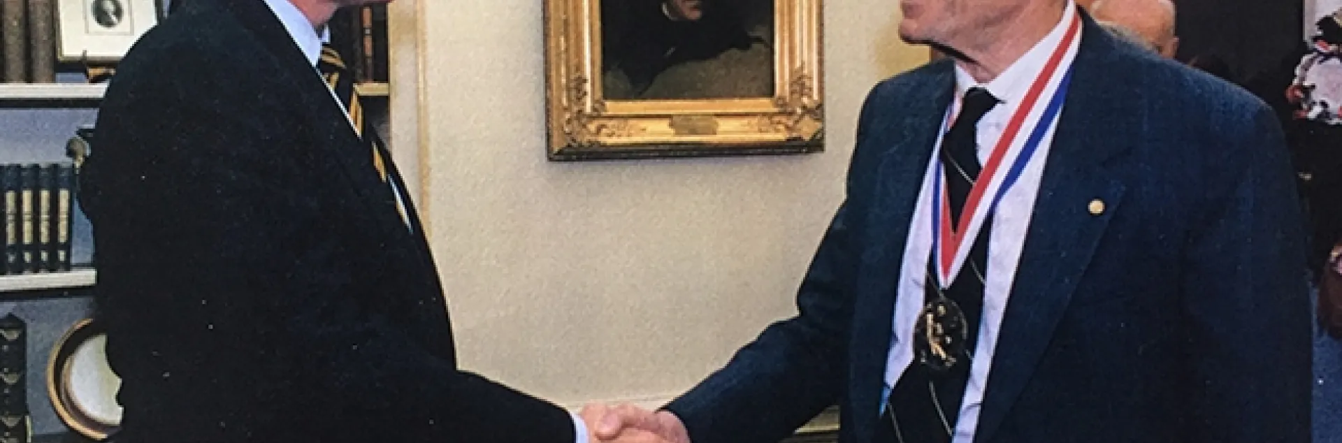 Thomas "Tom" Eisner, the father of chemical ecology, accepts his National Medal of Science award in 1994 from President Bill Clinton for his "seminal contributions in the fields of insect behavior and chemical ecology, and for his international efforts on biodiversity." (Courtesy Photo)