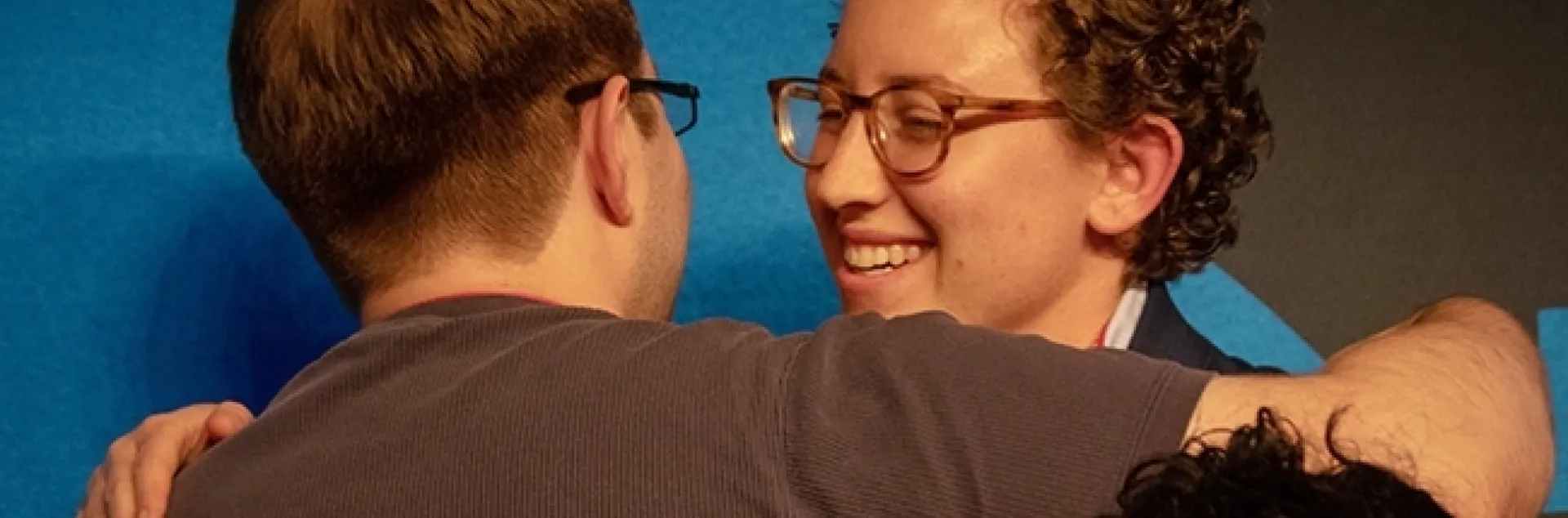 Linnaean Games Team (Bug Bowl) member Emily Bick received a congratulatory hug after the UC team won the national championship in 2018. (ESA Photo)