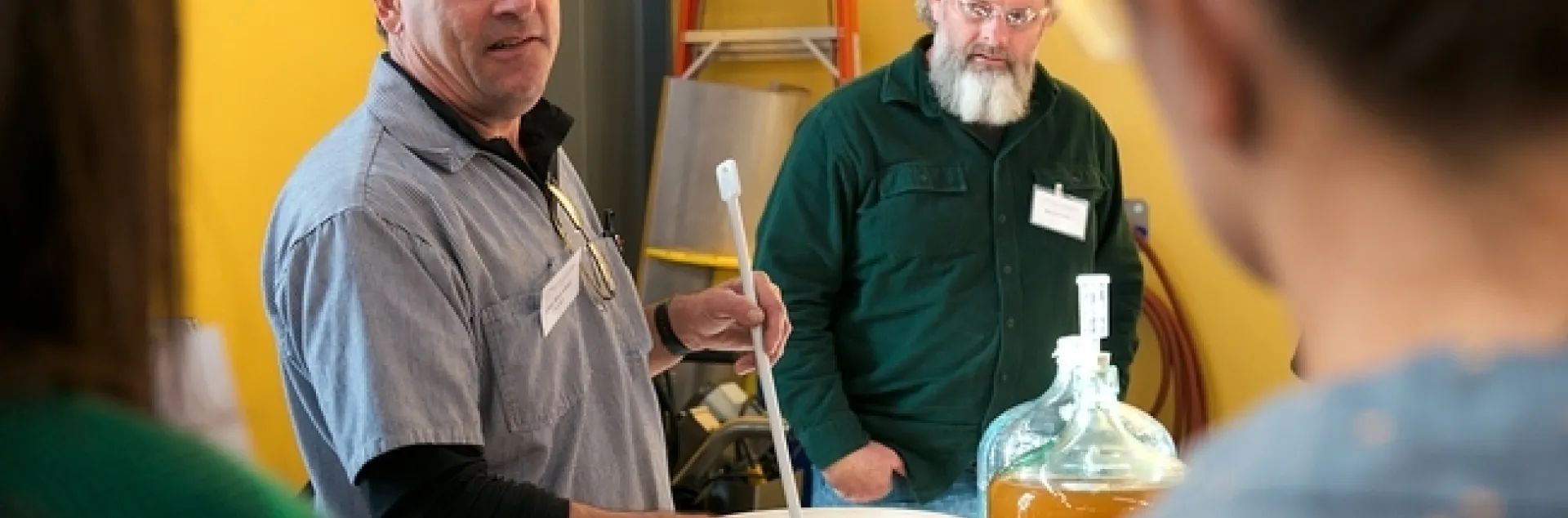 Winemaker Chik Brenneman leads a group at the 2017 UC Davis Honey and Pollination Center's Mead Making Bootcamp. (Honey and Pollination Center Photo)