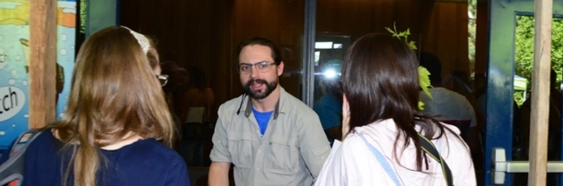 Brendon Boudinot, as a Bug Doctor at UC Davis Picnic Day, answers questions from visitors. (Photo by Kathy Keatley Garvey)