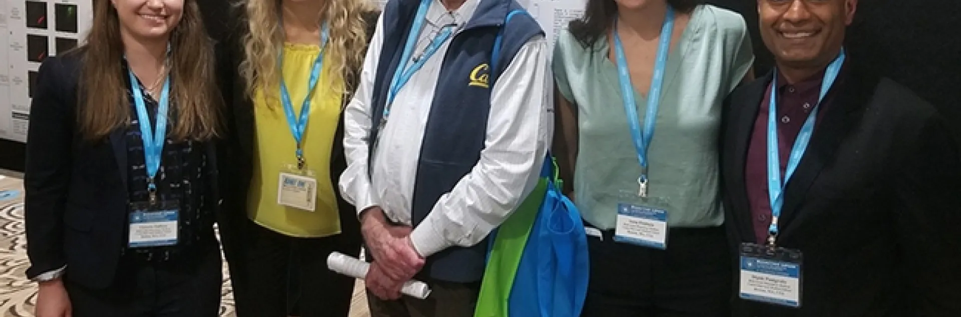 Collaborators who presented their research at the 2019 Bioactive Lipid meeting in St. Petersburg, Fla., included Bruce Hammock of UC Davis and scientists from the lab of physician-researcher Dipak Panigrahy, Harvard Medical School. From left are Tori Hallisey, Kelsey Kendzulak, Bruce Hammock, Anna Fishbein and Dipak Panigrahy.