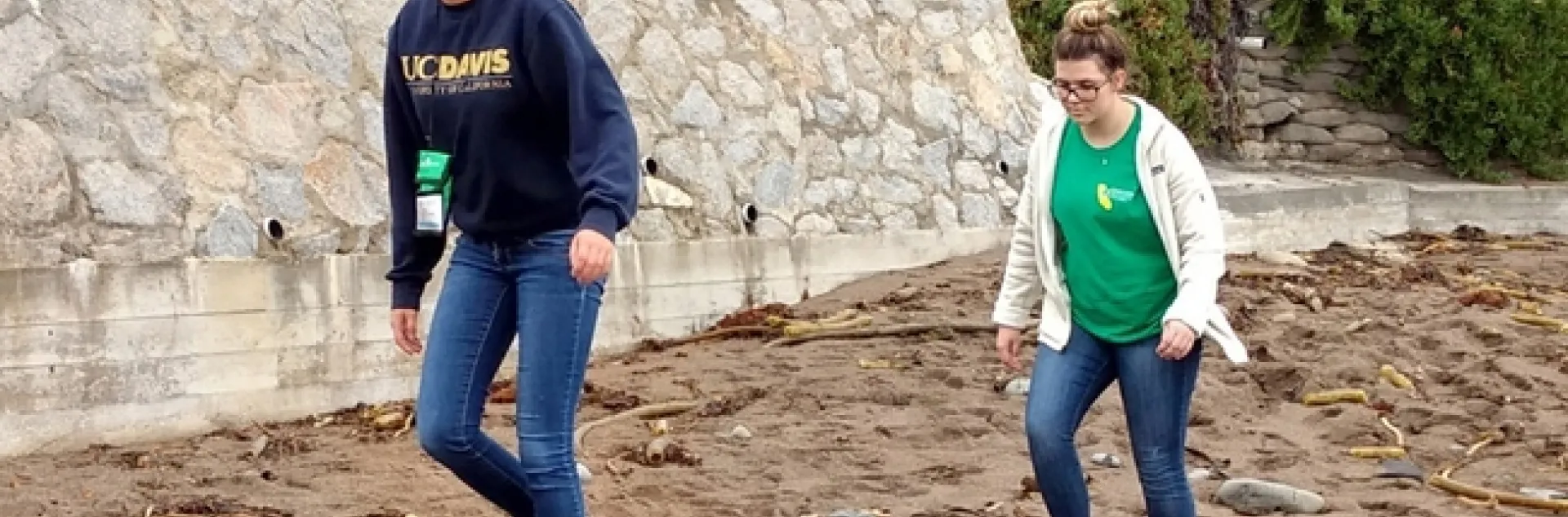 4-Hers take a walk along the shore during a mindfulness retreat.
