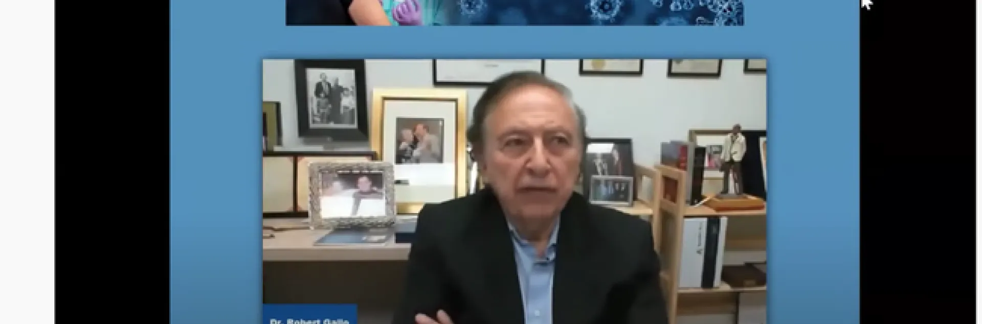 Dr. Robert Gallo discussed vaccines at the UC Davis-based COVID-19 Symposium on June 3. (Screen shot)