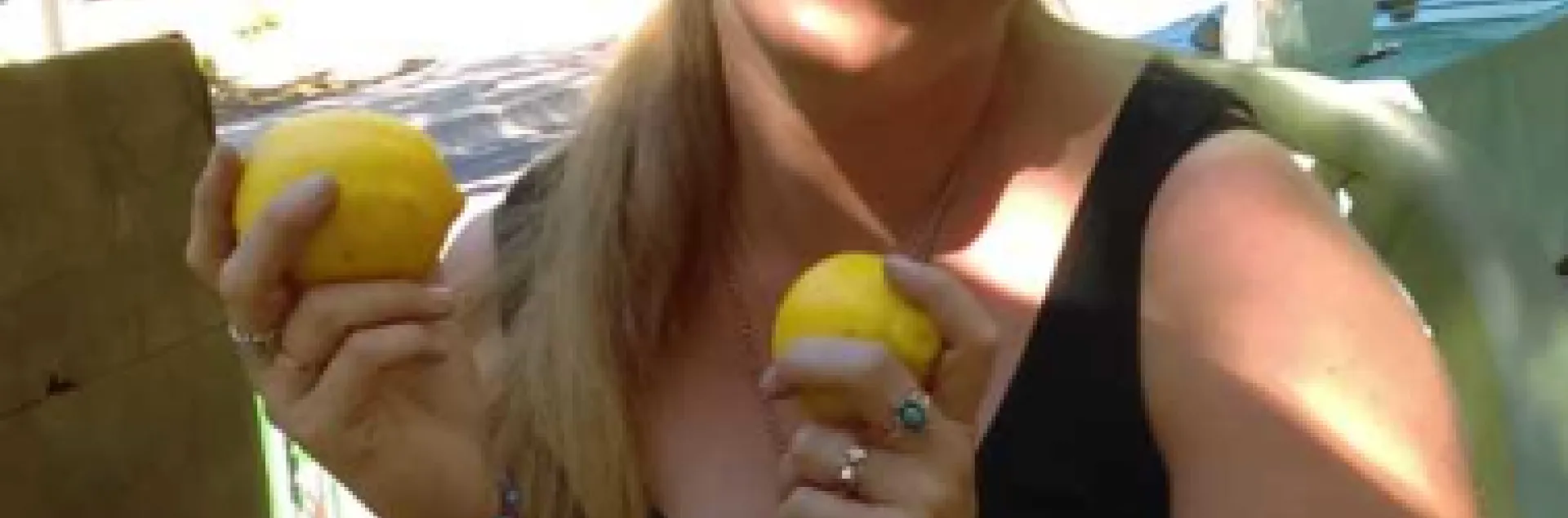 Me, happy as ever, with my lemons