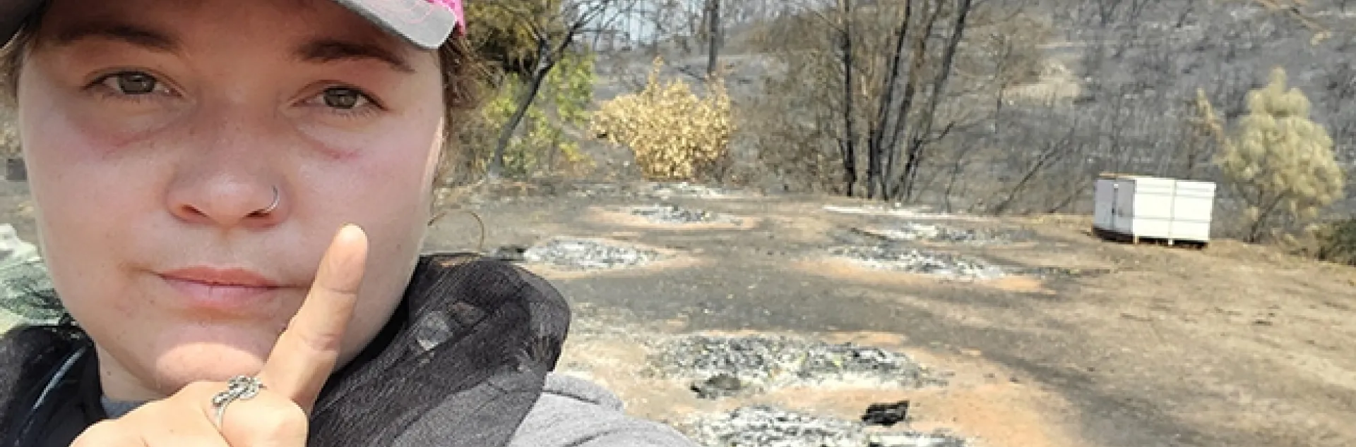Caroline Yelle, owner of Pope Canyon Queens, lost some 500 hives during the Aug. 19 Vacaville fire. (Photo by Caroline Yelle)