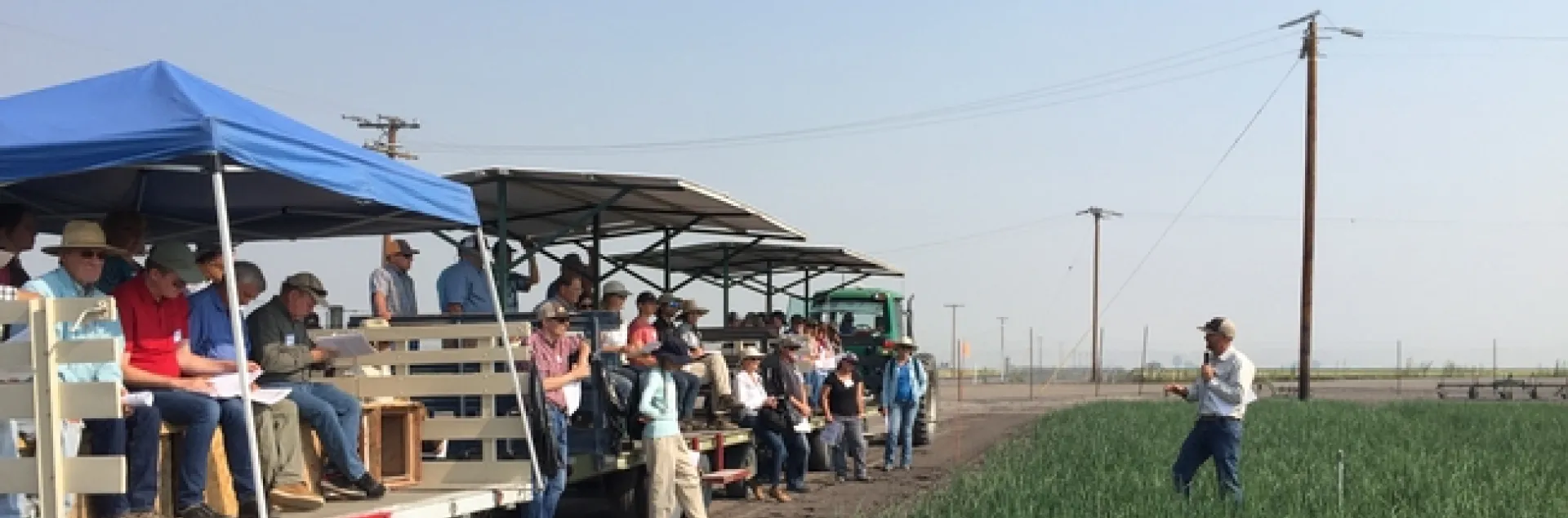 Rob Wilson discusses research on onion white rot at a 2018 field day.