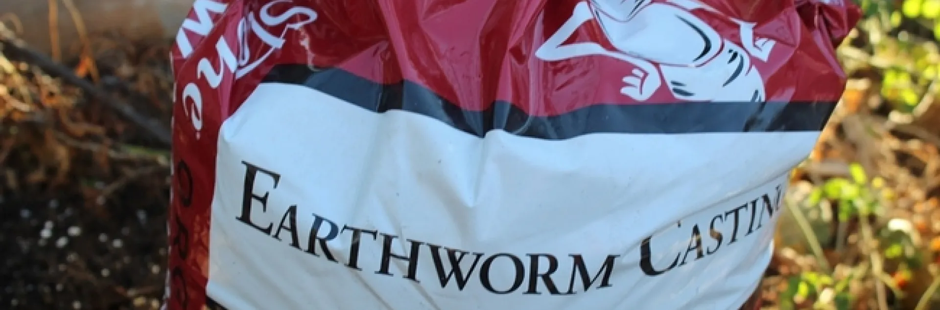 a red bag of worm castings aka worm poo