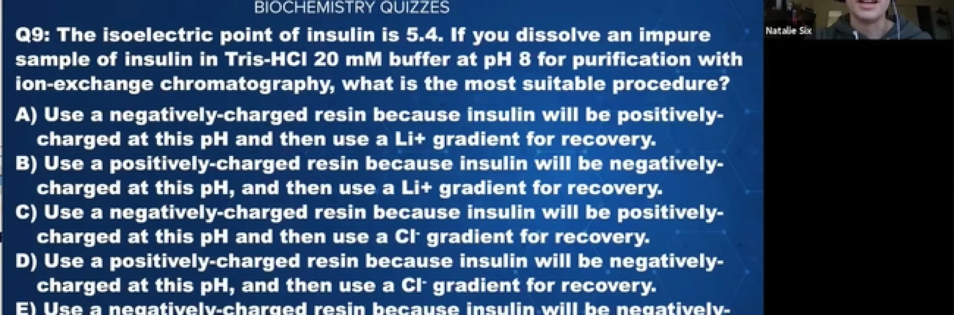 Natalie Six of the winning Gibbs Team answers a question. (Screen shot)