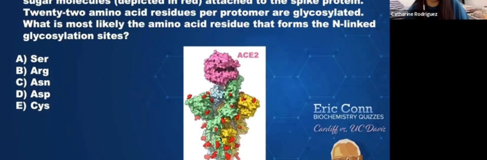 UC Davis team leader Catherine Rodriguez answers a question. The answer: (C) Asn. (Screen shot)