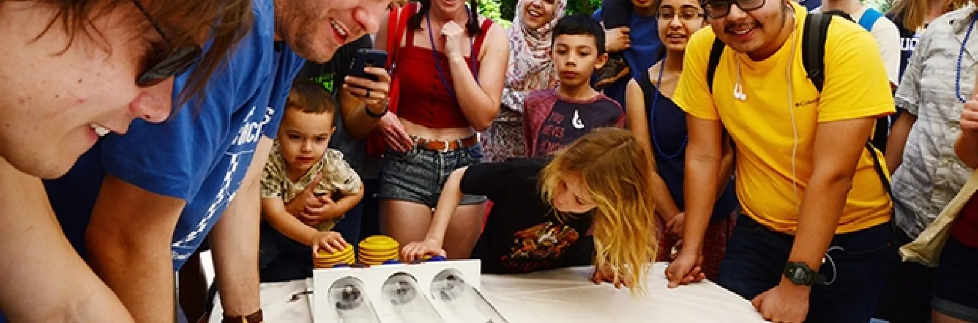 This was a scene at the cockroach races at
Briggs Hall during a recent UC Davis Picnic Day. This year it will be viral. (Photo by Kathy Keatley Garvey)