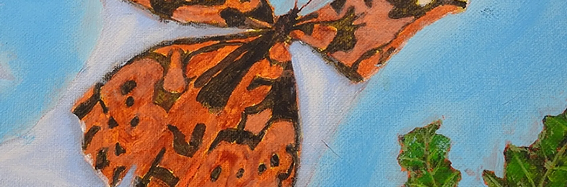 A painted lady, Vanessa cardui, flutters away in this prize-winning work of artist Roberto Valdez. He won best of show in the professional fine arts category, oils and acrylics, at the 2021 Dixon May Fair.