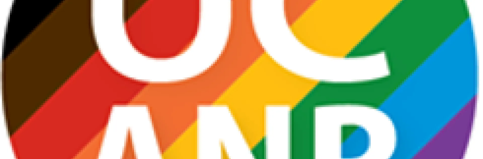 Circle containing the letters UC ANR on a background of rainbow-colored stripes.
