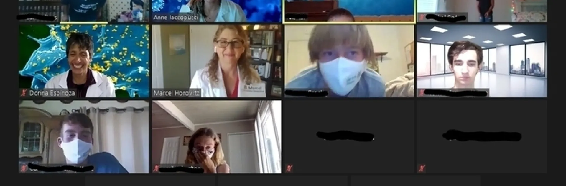 4-H advisors and 4-H youth wearing face masks shown in Zoom gallery view.