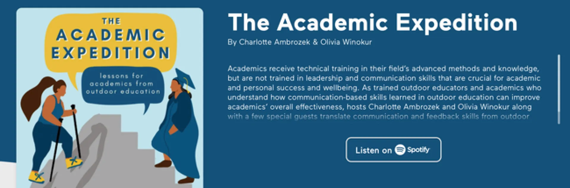 A screen shot of the online project, "The Academic Expedition," the work of doctoral students Olivia Winokur and Charlotte Ambrozek.